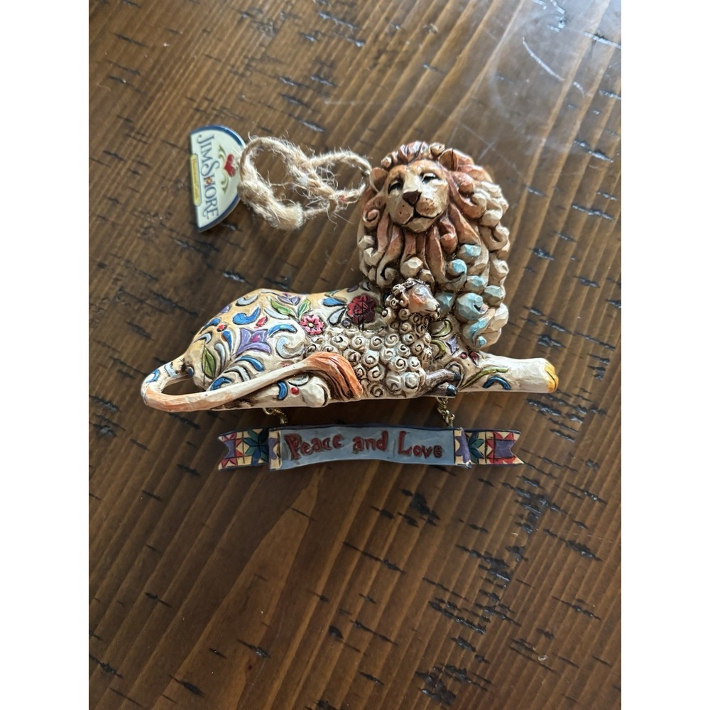 Jim Shore Heartwood Creek Lion Lamb Peace and Love Ornament Folk Art 3.5"x4"